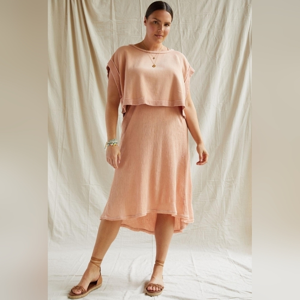 Daily Practice Anthropologie 2 Piece Set Cropped Top Dress Large P Rose Pink‌